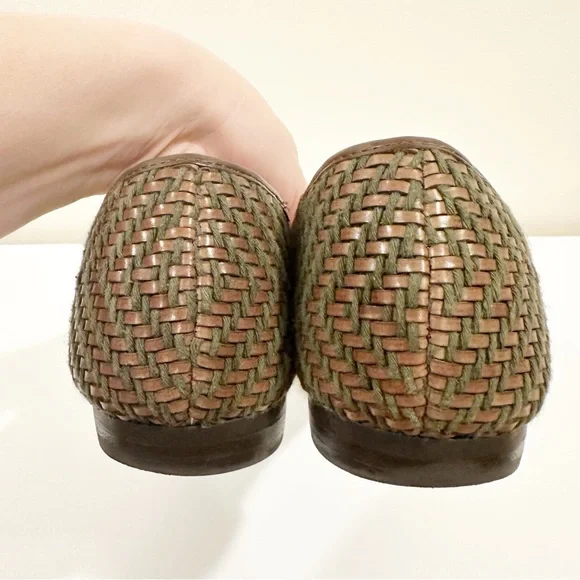 Vintage Coach and Four Classic Bow Woven Brown Loafers Slingback Ballet Flats - Picture 5 of 14